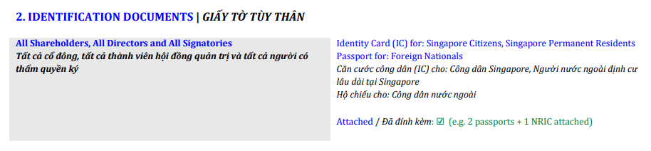 Mẫu điền phần Giấy tờ tùy thân